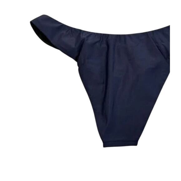 NWT J.Crew Curved Waist Mid Rise High Leg Cheeky Bikini Bottom Swim S Navy Blue - Picture 5 of 15